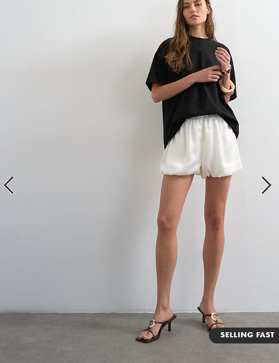 Topshop satin bubble shorts in ivory
