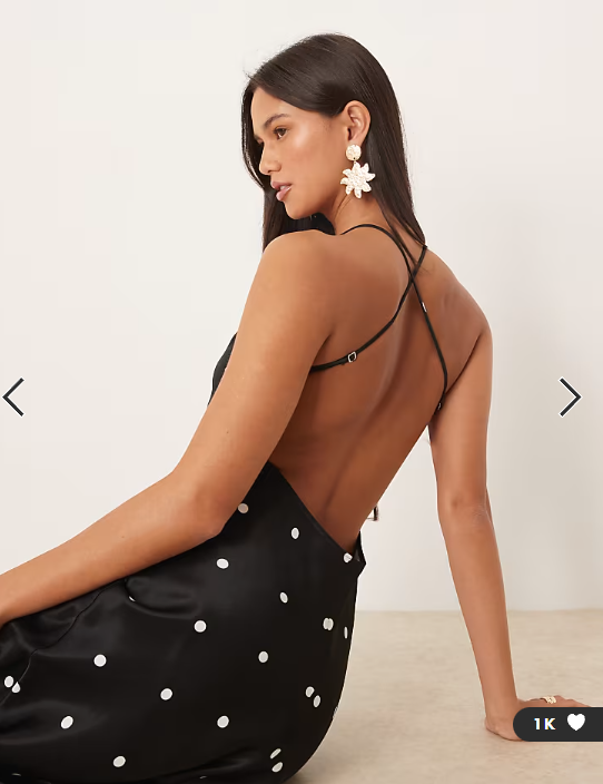 ASOS DESIGN satin seam detail maxi dress in polka dot