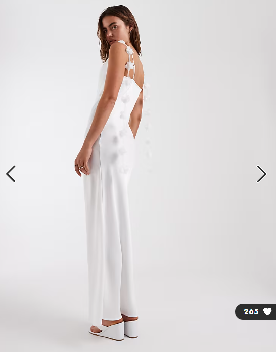 Vero Moda satin cowl neck maxi dress with 3d floral applique trim in white
