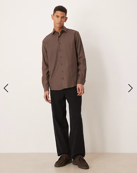 Mango premium 100% cotton shirt in brown