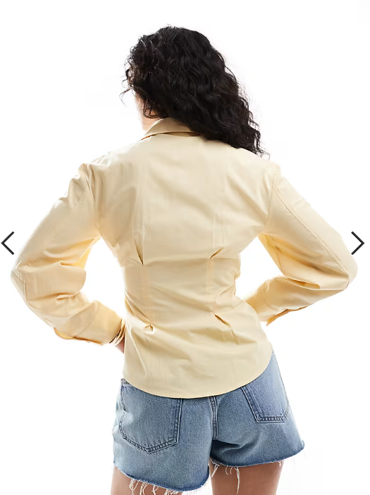 ASOS DESIGN ruched wrap shirt with cocoon sleeve in buttermilk