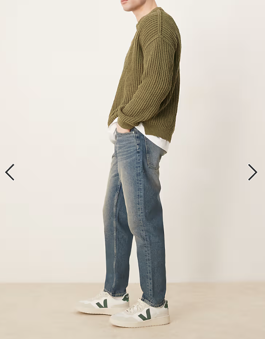 ASOS DESIGN tapered jean in mid wash