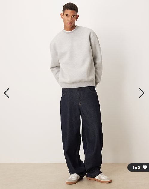 ASOS DESIGN heavyweight oversized crew sweatshirt in scuba-style fabric in grey marl - LGREY