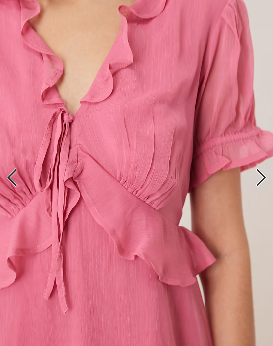 Wednesday's Girl short sleeve floaty ruffle dress in dusty pink