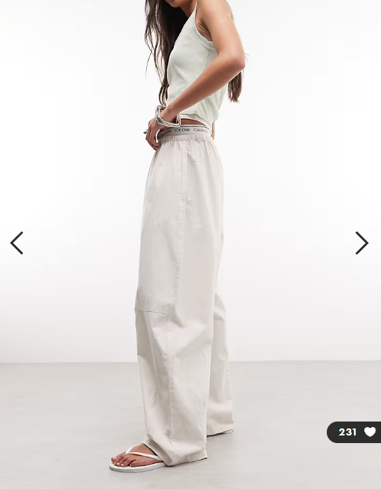 Weekday barrel parachute pants in off-white