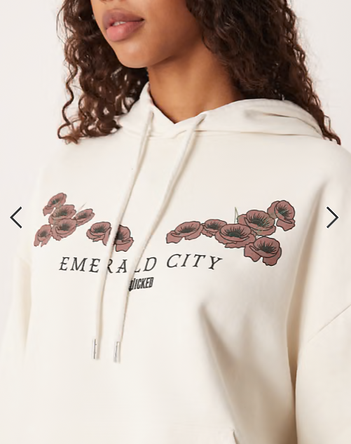 ASOS DESIGN unisex relaxed hoodie with Wicked print in Ecru