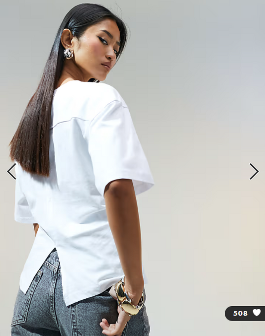 ASOS DESIGN corset waist t-shirt in white