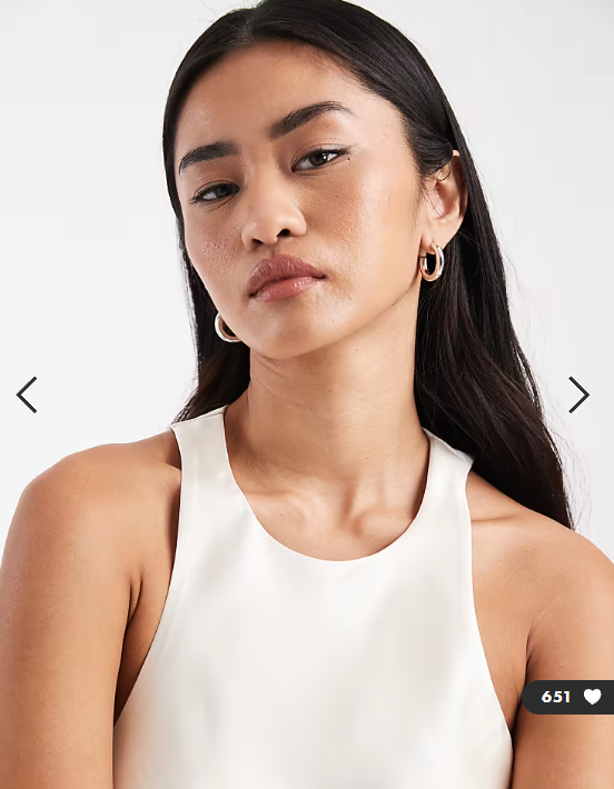 ASOS DESIGN satin racer cami in cream