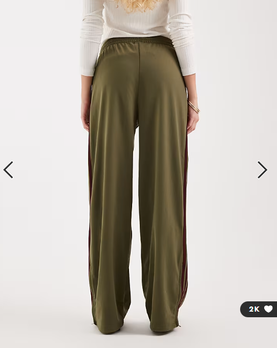 adidas Originals Firebird loose track pants in olive green and maroon
