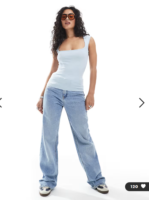 JJXX square neck top in light blue