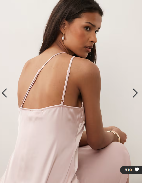 Vila one shoulder strap detail satin maxi dress in light pink