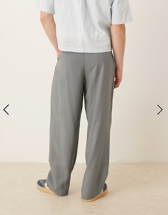 ASOS DESIGN wide leg smart trousers with pleat detail in grey