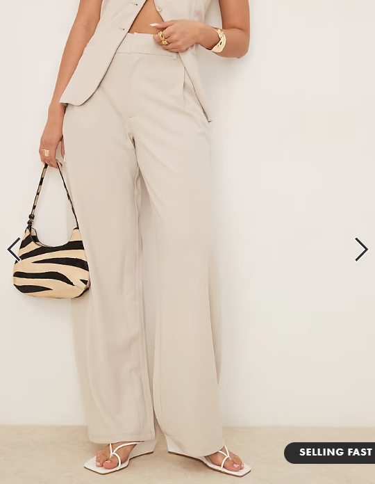 JDY wide leg tailored trousers in stone