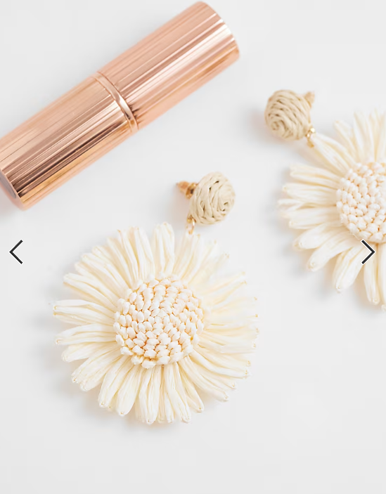South Beach textured flower drop earrings in cream