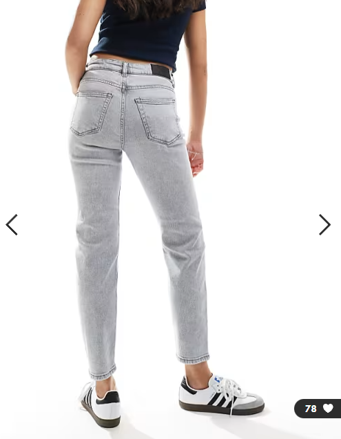 Noisy May Moni high rise slim straight leg jeans in light washed grey