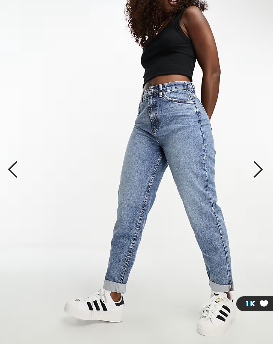 ASOS DESIGN Hourglass high rise relaxed mom jeans in mid blue