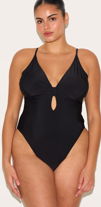 Plt - Plus Black Knot Front Cut Out Swimsuit
