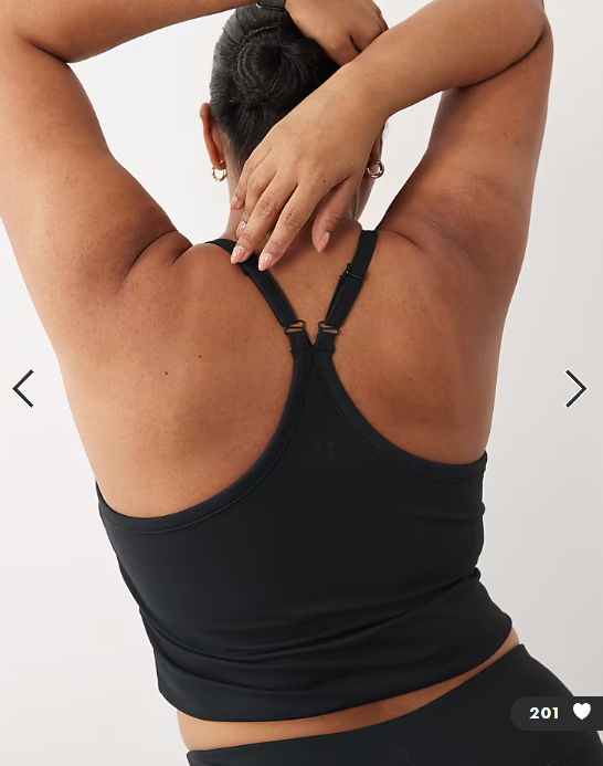 4505 Curve Icon soft touch yoga cami with inner bra and adjustable straps in black