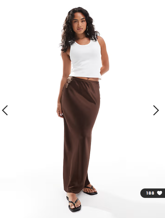 New Look satin bias midi skirt in dark brown