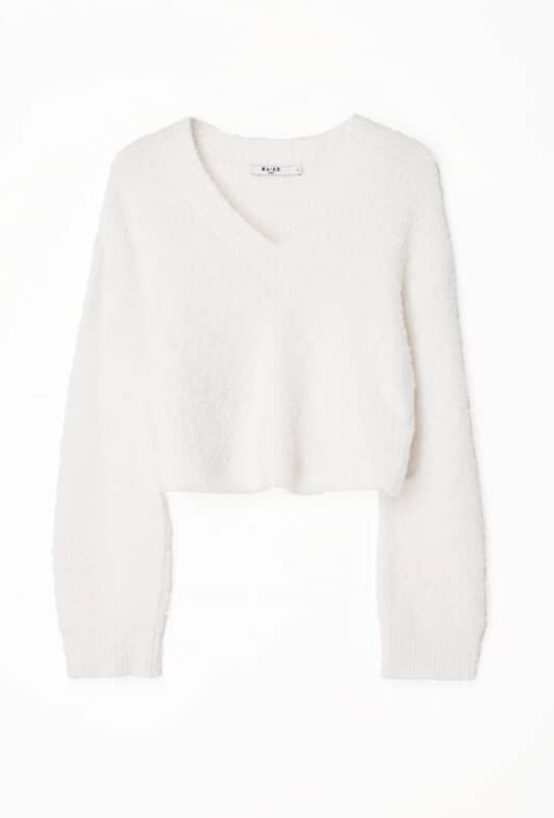V-Neck Knitted Cropped Sweater