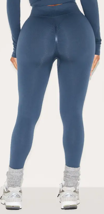 Plt - Shape Navy Seamless Active Ruched Bum High Waisted Leggings