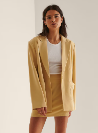 NAKD - One Button Oversized Blazer - Pale Yellow