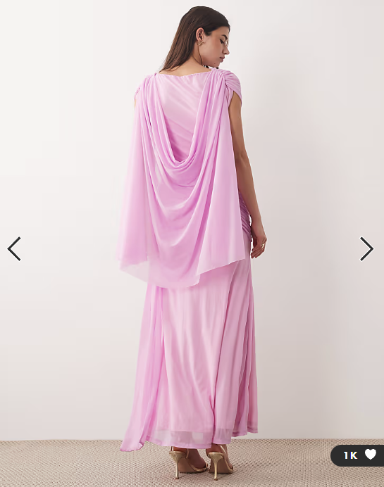 ASOS DESIGN stretch chiffon cape detail cowl maxi dress with sash detail in pale pink