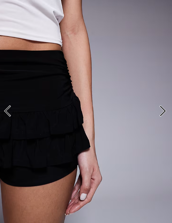ASOS DESIGN slinky ruffle ultra mini skort in black