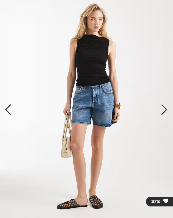 Miss Selfridge ruched front slash neck top in black