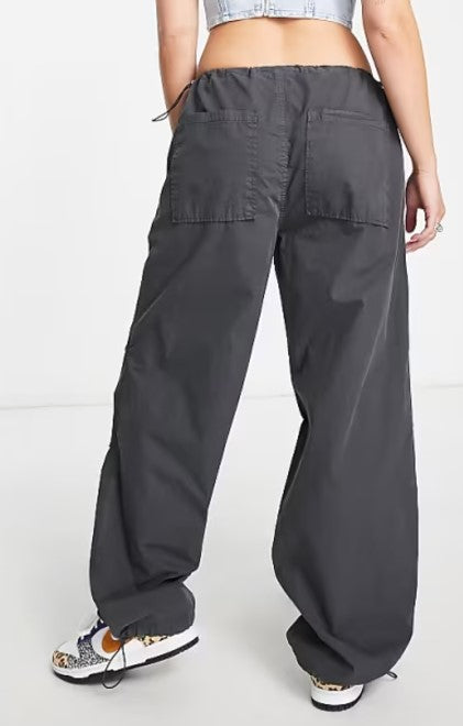 Stradivarius STR oversized parachute pants in charcoal