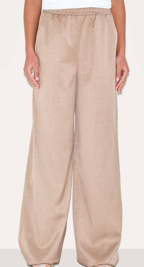 Sage green woven elasticated waist wide leg trouser
