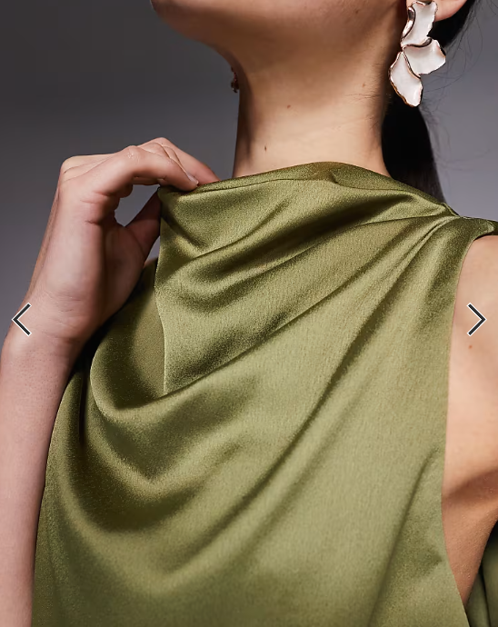 ASOS DESIGN cowl neck jumpsuit with satin bodice in olive green