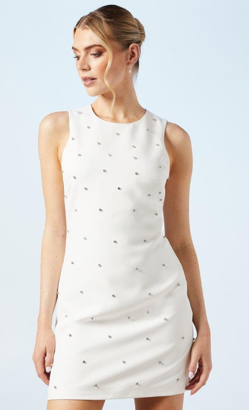 Diamante Crepe Bridal Mini Dress