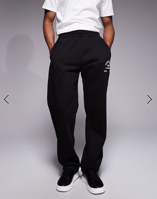 Courtside co-ord straight leg joggers in black with collegiate print