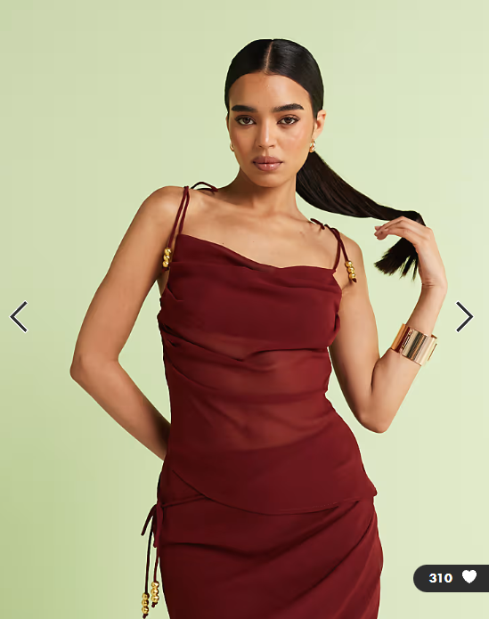 ASOS DESIGN chiffon tie shoulder asymmetric cami top in burgundy