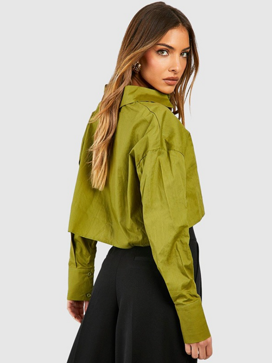 Boohoo - Solid Boxy Cropped Shirt Boohoo