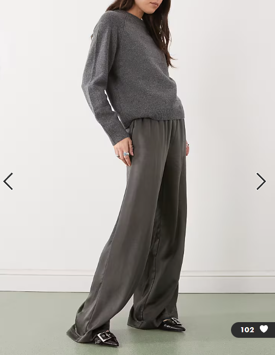 Weekday satin trousers in dark grey
