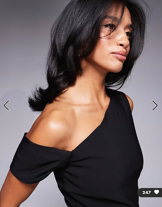 Vesper Petite bengaline one shoulder knot detail maxi bodycon dress in black