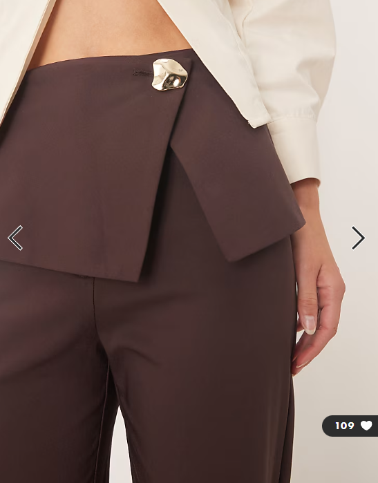 ASOS DESIGN Tall tailored fold over gold button straight leg trousers in mulberry