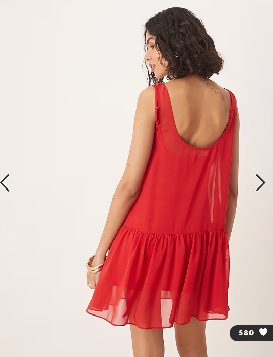 ASOS DESIGN drop waist chiffon mini dress in red