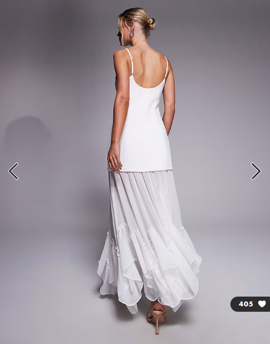 Forever New Petite Bridal cami sheer hanky hem maxi dress in ivory