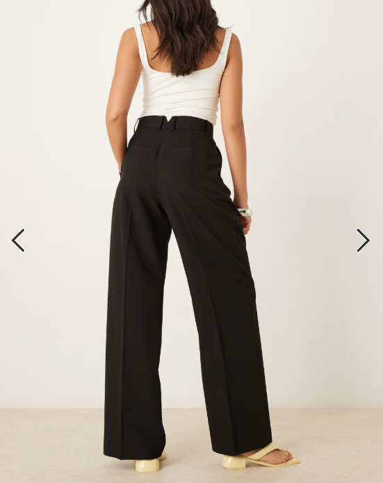 ASOS DESIGN tailored wide leg pants with pleat detail in black