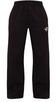 Black Logo Embroidered Wide Leg Joggers