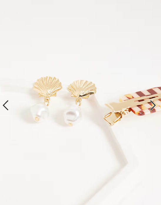 ONLY sea shell earrings with faux pearl in gold