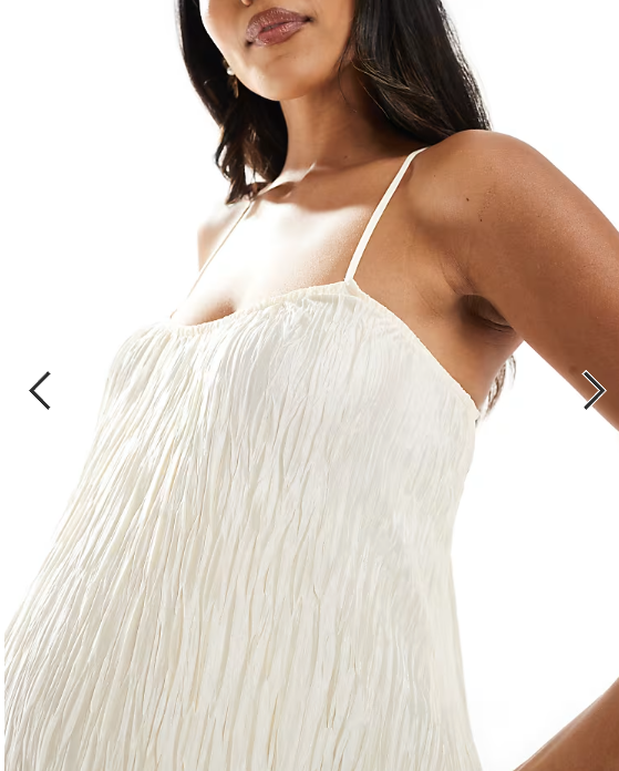 Vero Moda Maternity textured plisse cami maxi dress in birch cream