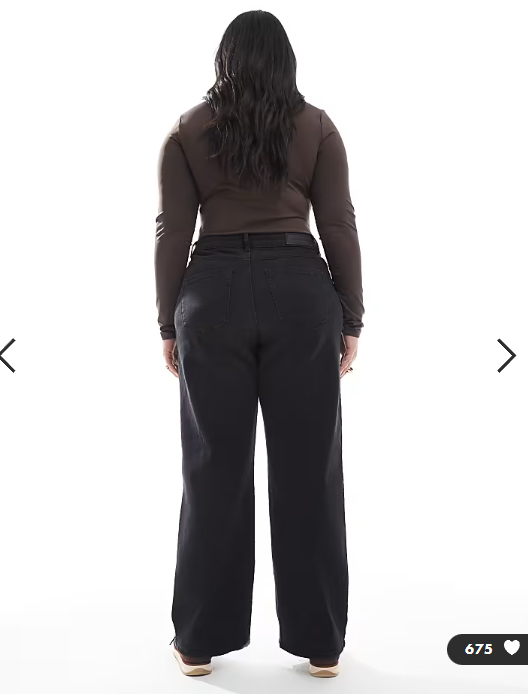 ONLY Curve Snow high waist wide leg jeans in washed black