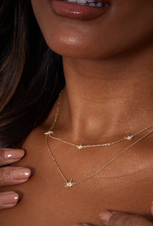 Real Gold Plated Star Diamante Necklace