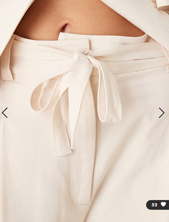 ASOS DESIGN linen blend tie waist trouser co ord in ivory