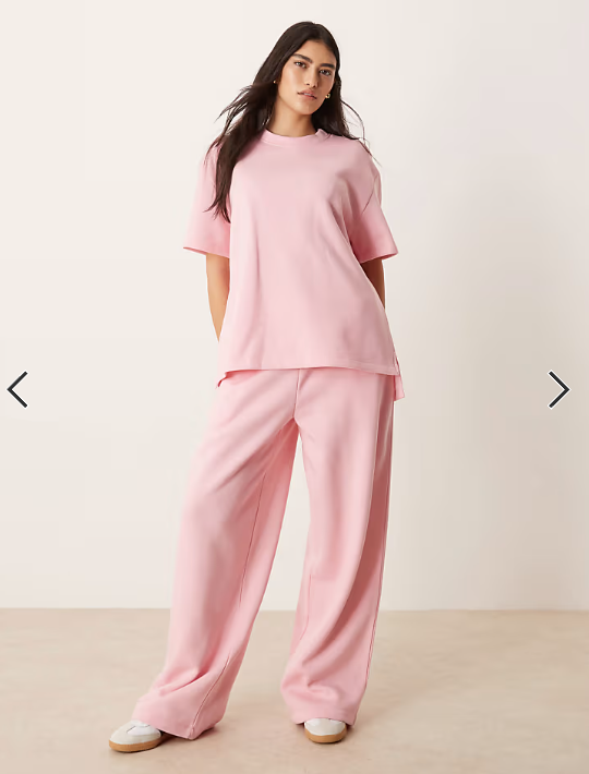 ASOS DESIGN co-ord sweat t shirt in pastel pink