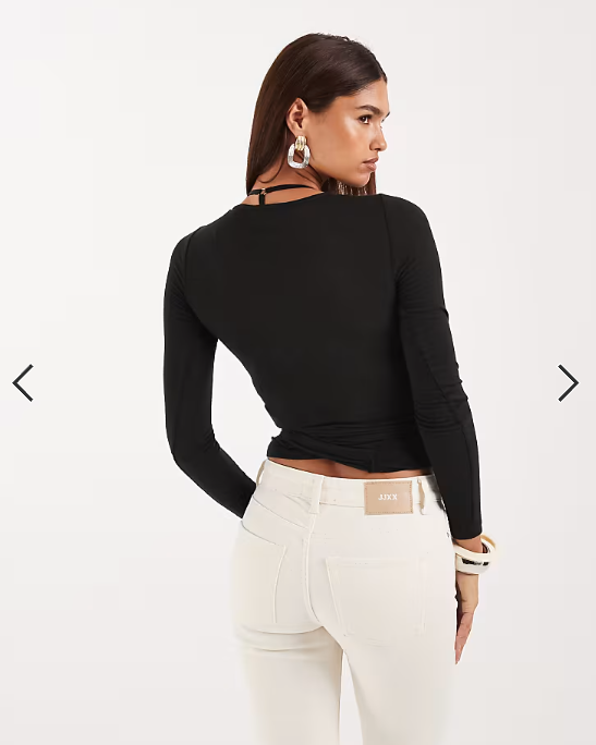 JJXX ballet wrap top in black
